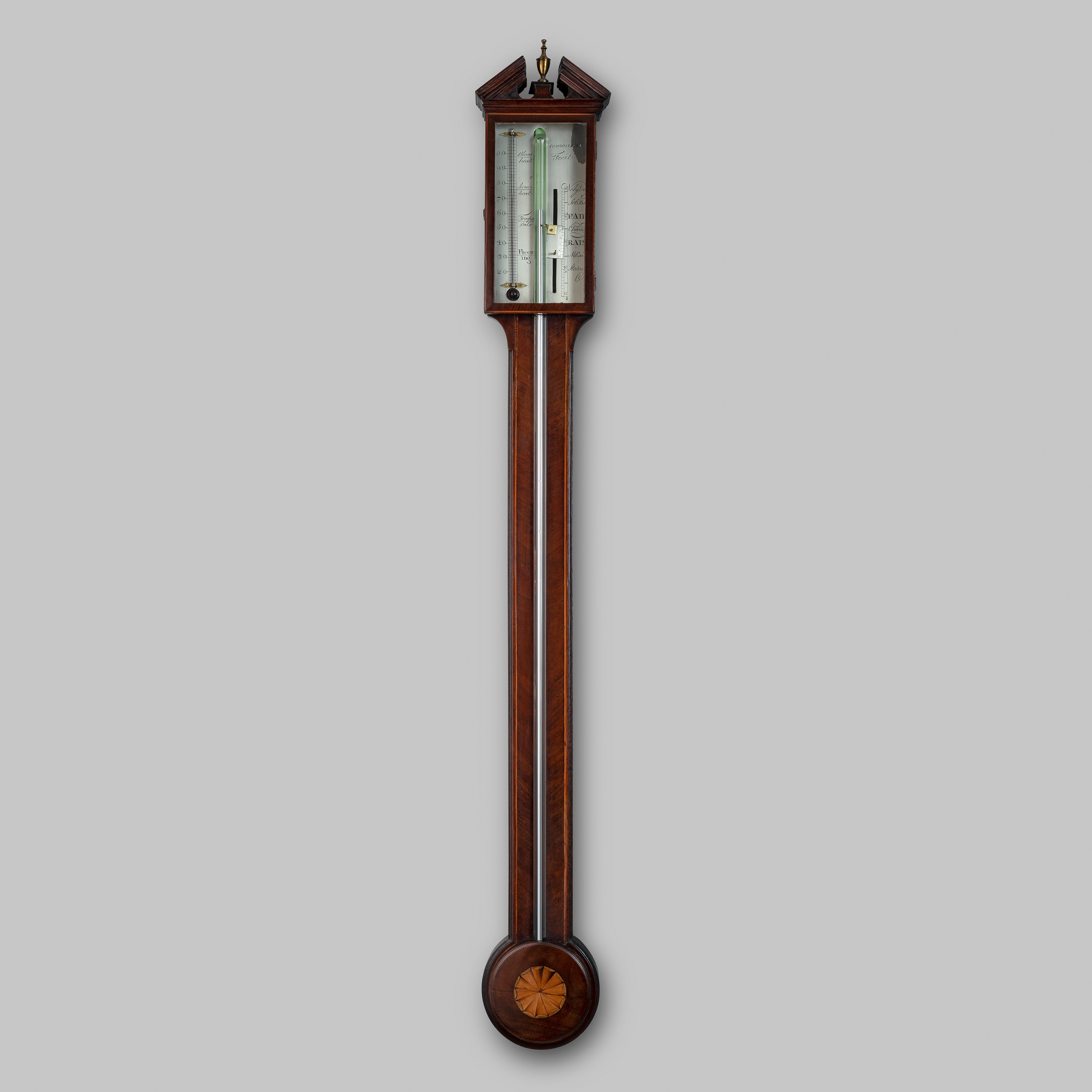 EARLY 19TH CENTURY ANTIQUE GEORGE III MAHOGANY STICK BAROMETER BY CREMONINO